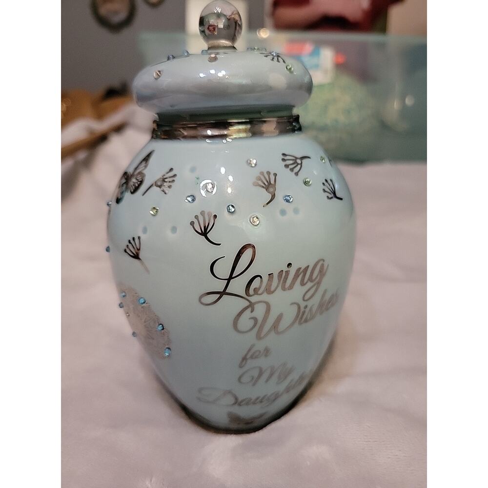 Bradford Exchange Loving Wishes Musical Jar For My Daughter BLUE